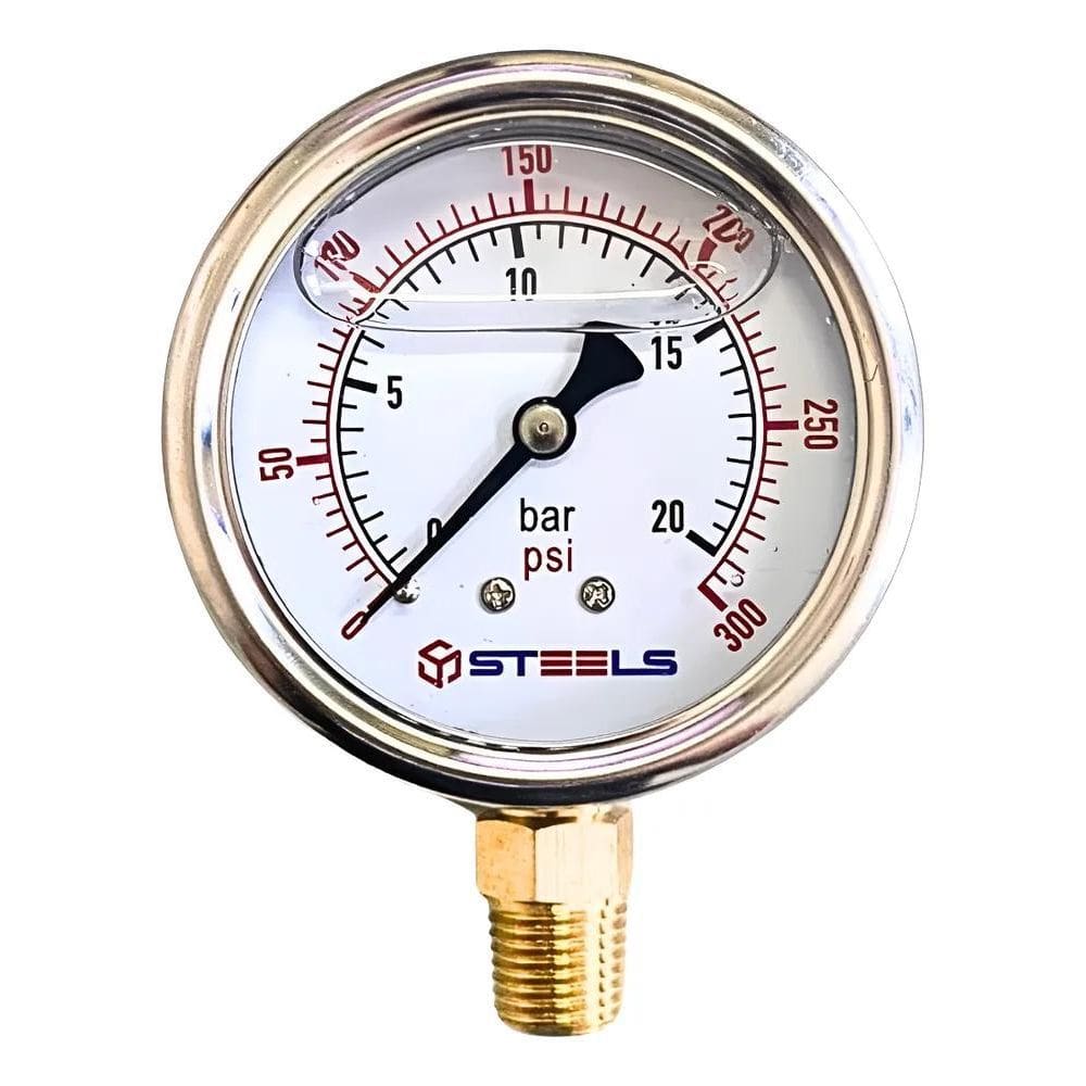 Manômetro Glicerinado 300 Psi Rosca 1/4 Npt 63 Mm Inox