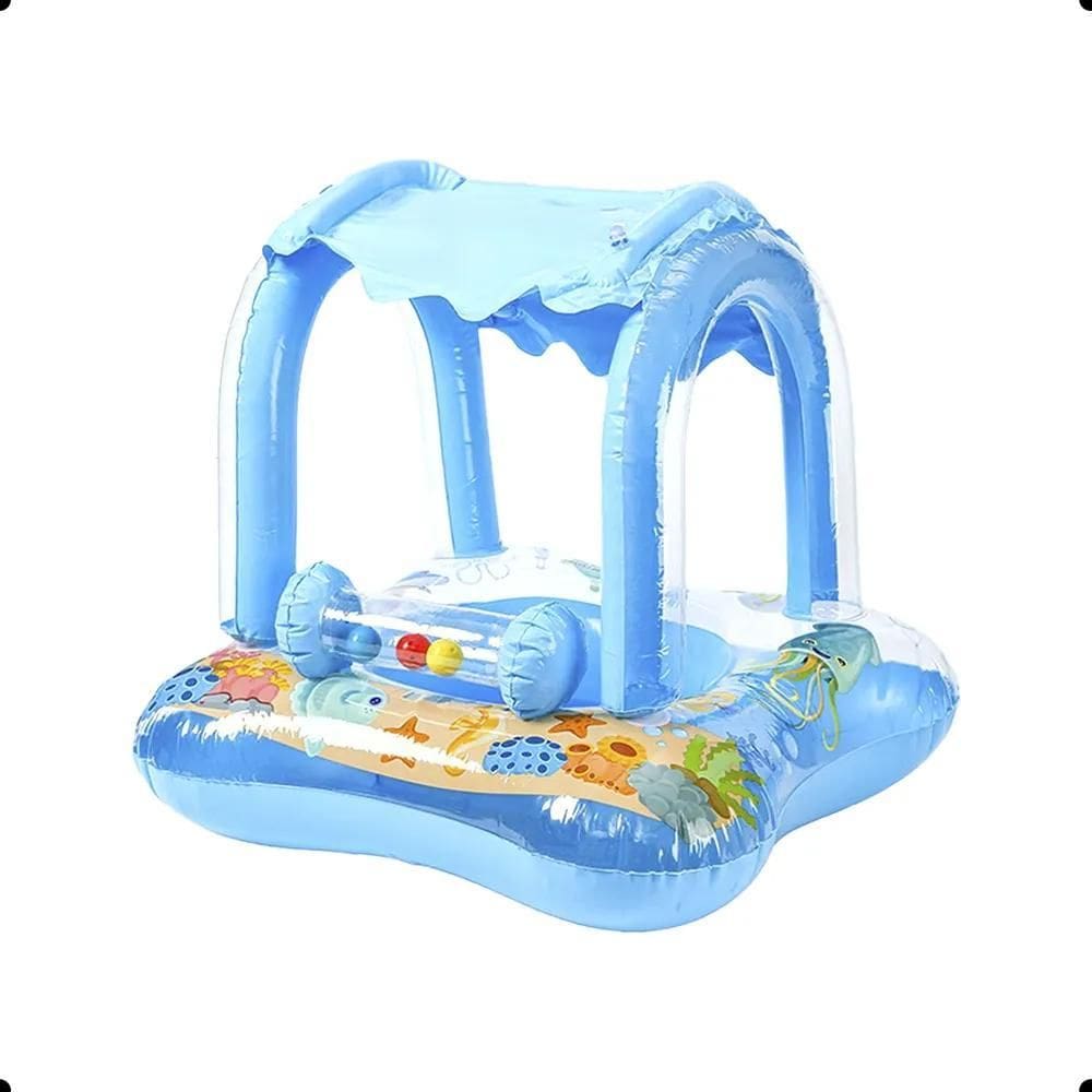 Boia Com Cobertura Bebê Bote Infantil Inflável Piscina Praia