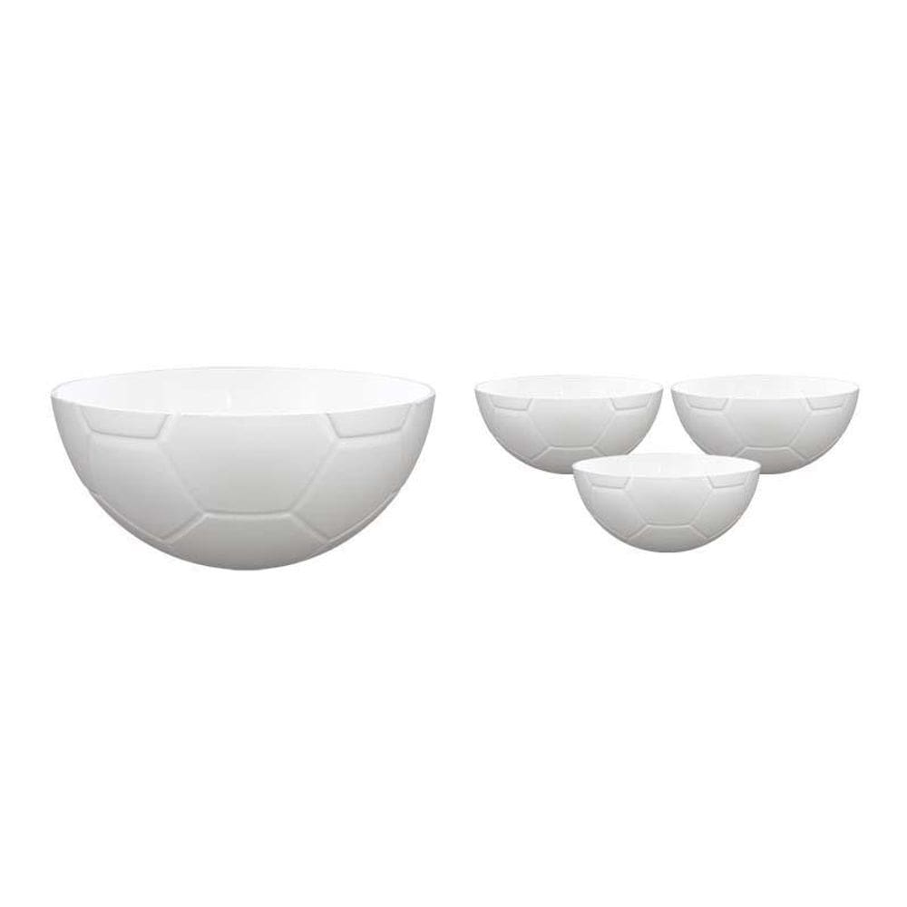 Kit 4 Petisqueira Futebol Branco 240Ml Plástico