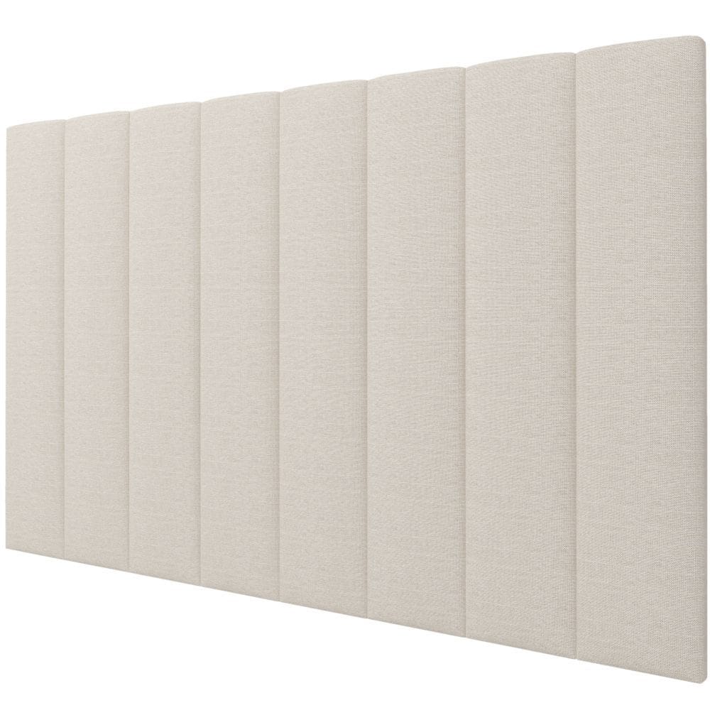 Cabeceira Painel Gelius estofada Concept para cama box casal, queen e king em tecido linho natural claro