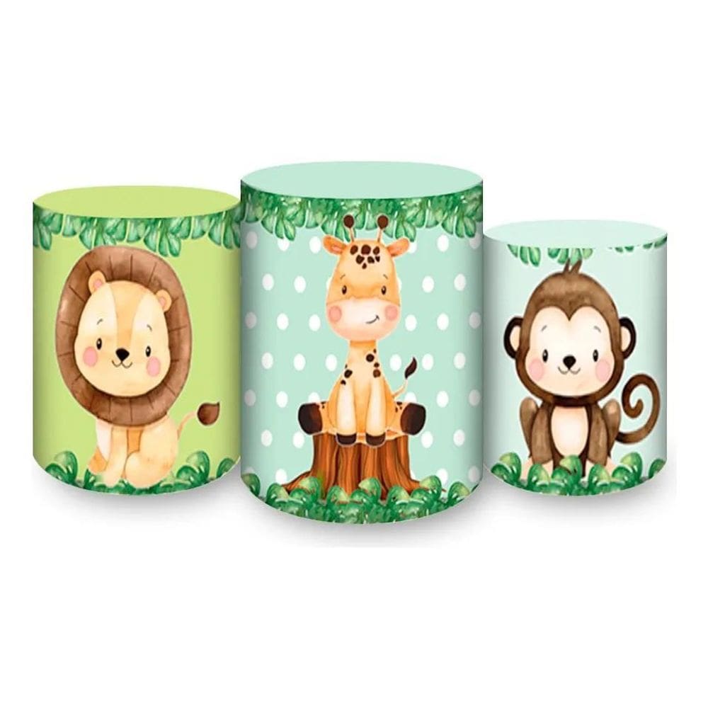 Trio Capas De Cilindro Sublimado Safari 3D Em Tecido