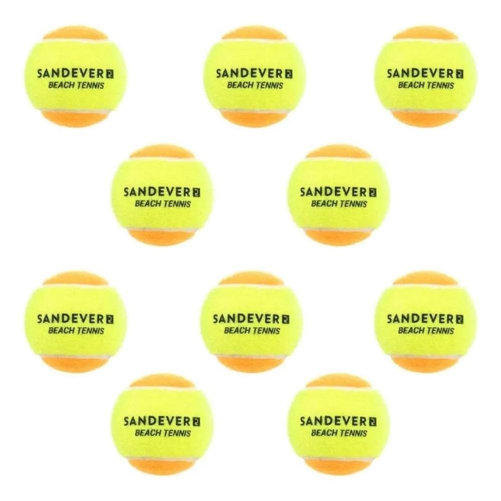 Kit Com 10 Bolas Beach Tennis Sandever Bolinha Tênis Praia