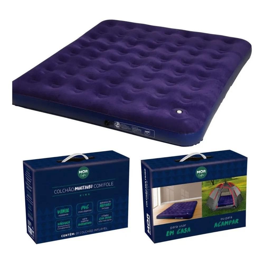 Colchão Inflável Camping King Size Com Inflador Acampamento