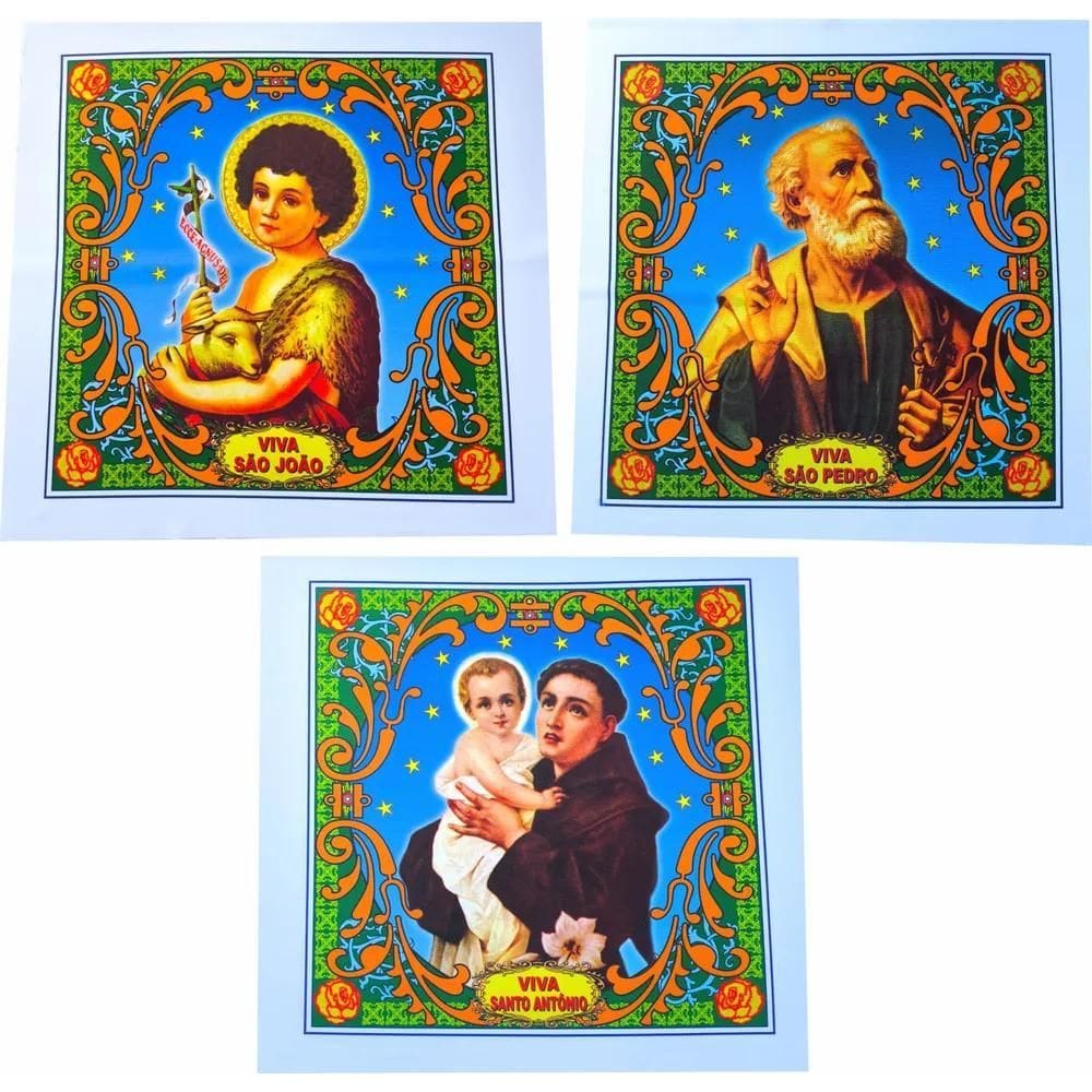 Kit3 Bandeiras Festa Junina São João São Pedro Santo Antônio