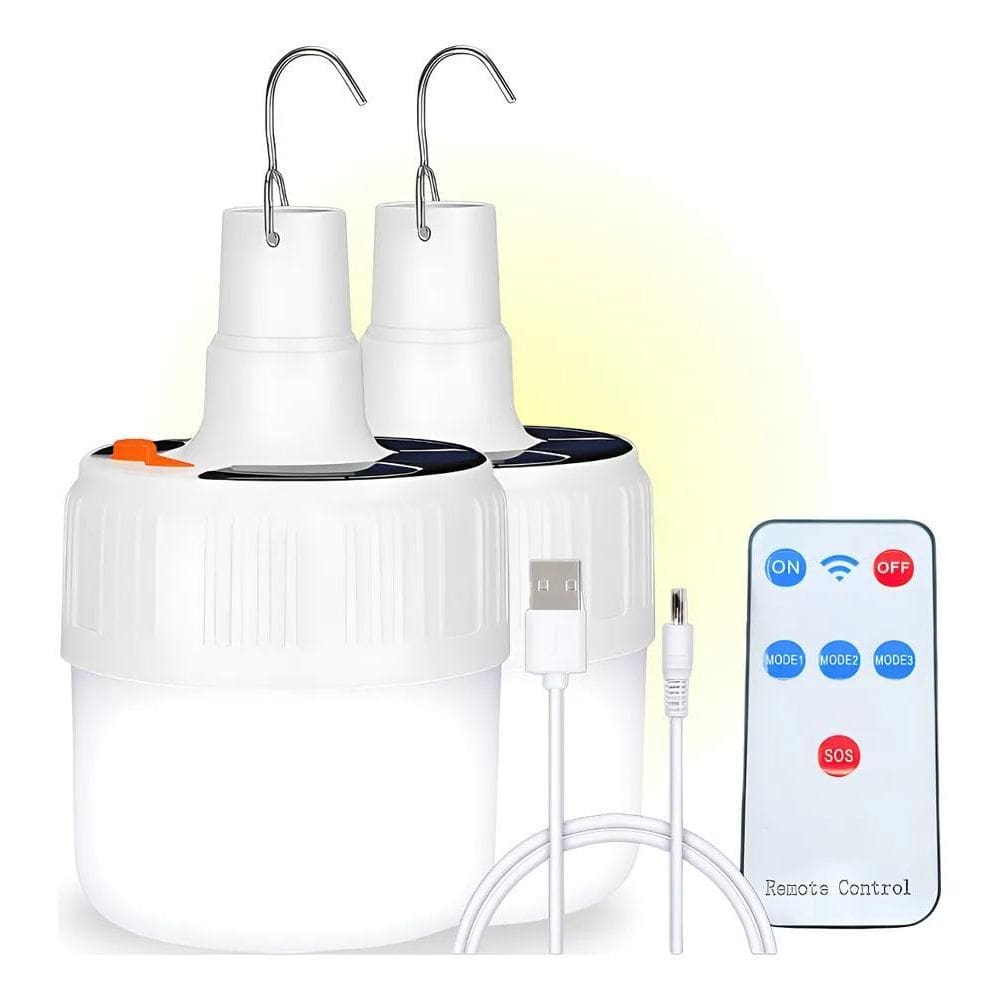 Kit 2 Lâmpada Lampião Camping Led Potente Recarregável Solar