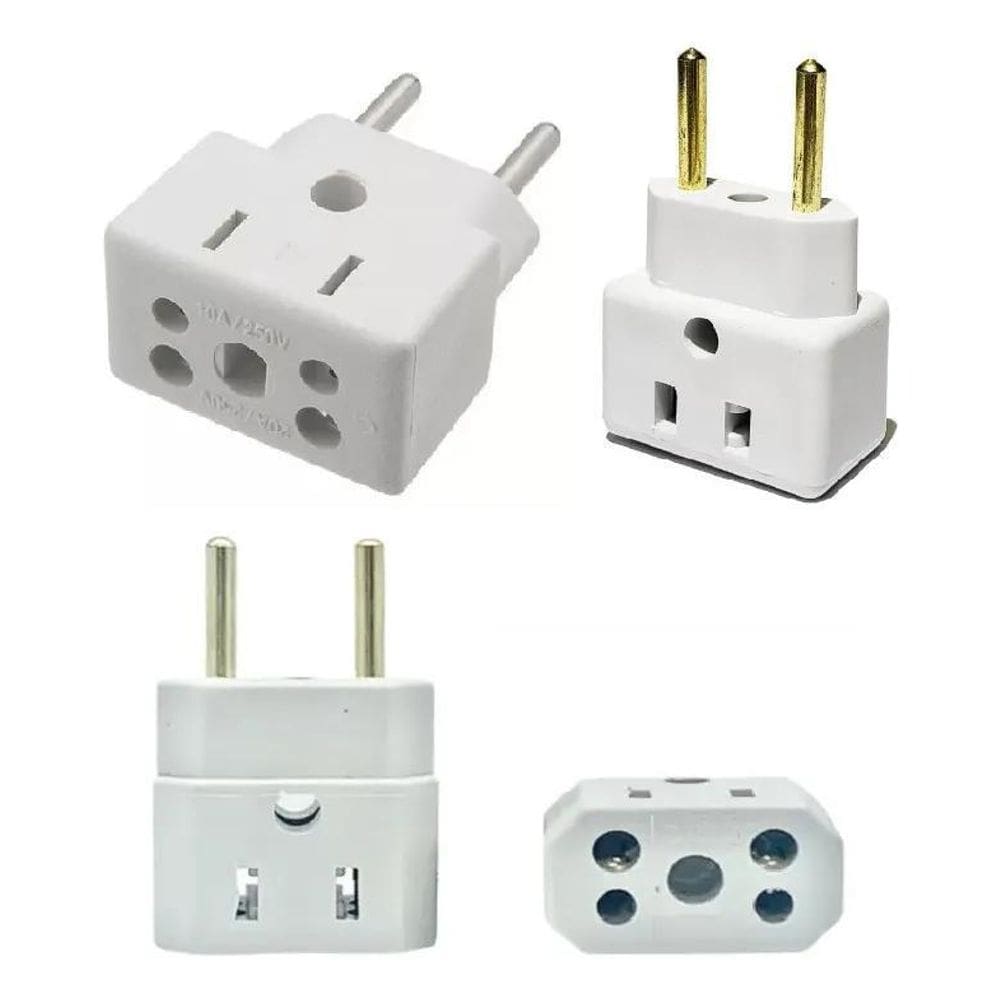 5 Adaptador Tomada Benjamin 3 Pino Para 2 10 E 20 Amperes
