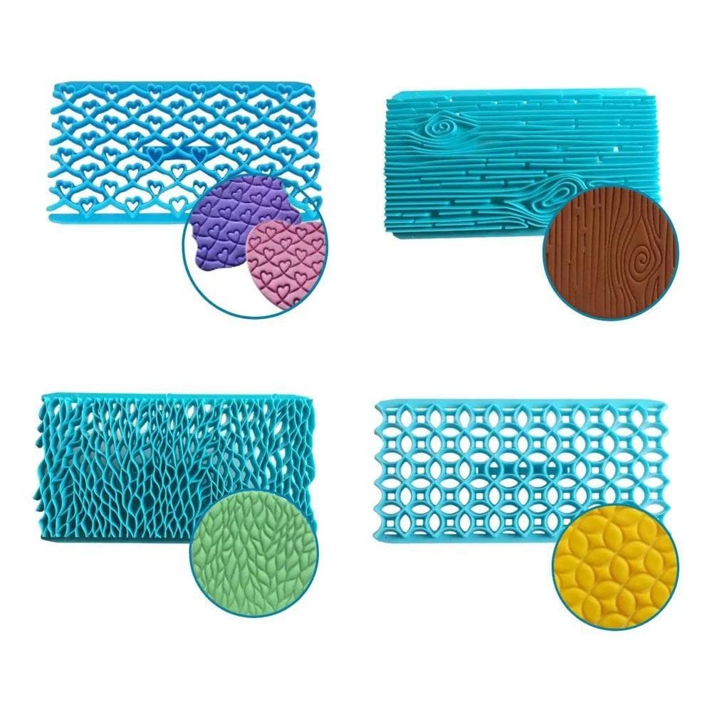 Kit Marcador Texturizador Biscuit Pasta Americana 4 Modelos