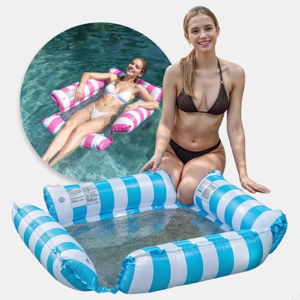 Boia Rede Cama Flutuante Piscina Deitado Reclinável Inflável