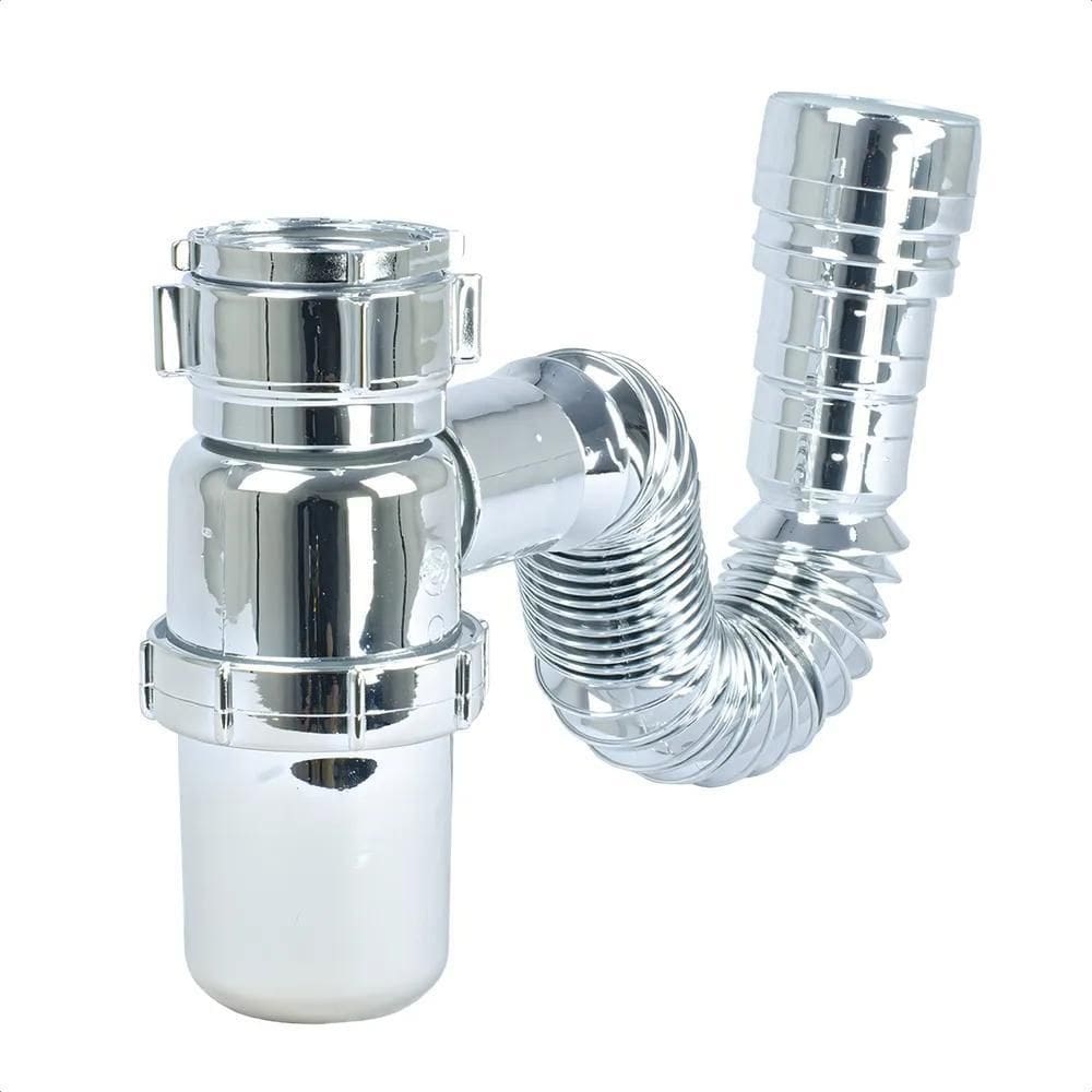 Sifão Sanfonado Universal Copo Cromado Ssuc2 - Astra Cor Pra