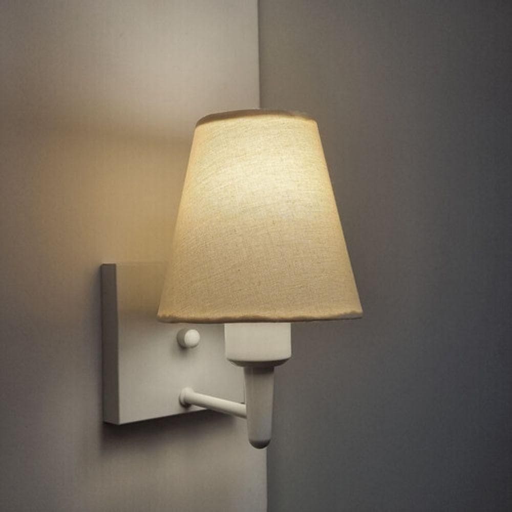 Arandela Quadrada Md-2034 Branco Cúpula Em Tecido Cone Algodão Crú - Bivolt