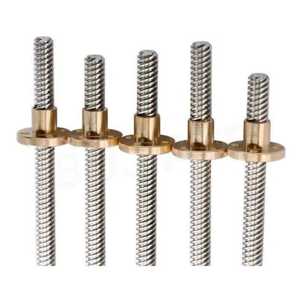 Fuso Trapezoidal Tr8 300Mm Passo 8 + Castanha De Bronze Cnc