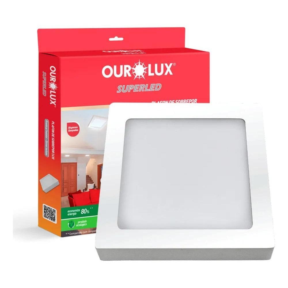 Painel De Led Quadrado Sobrepor 24W 6500K Ourolux