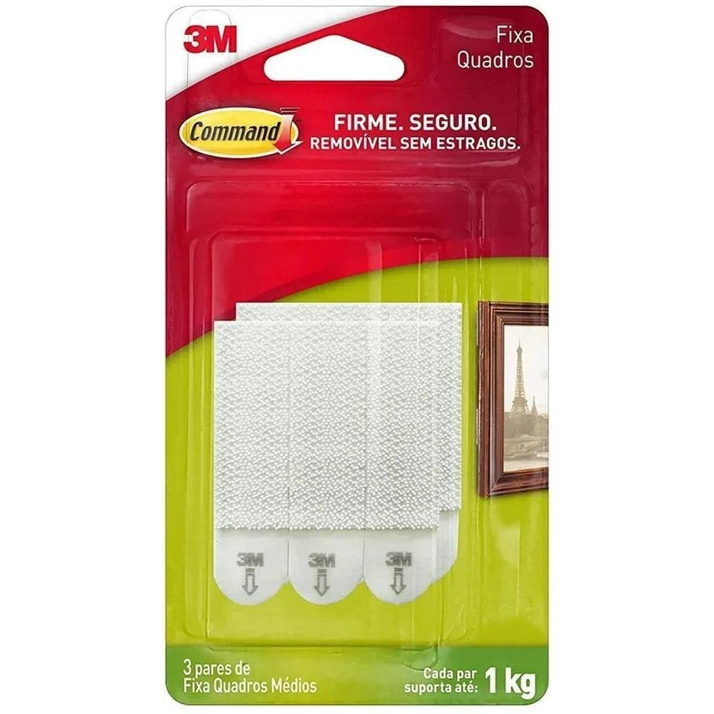 3X Fixador Suporte Adesivo Para Quadros 3M Velcron Medio 3Un