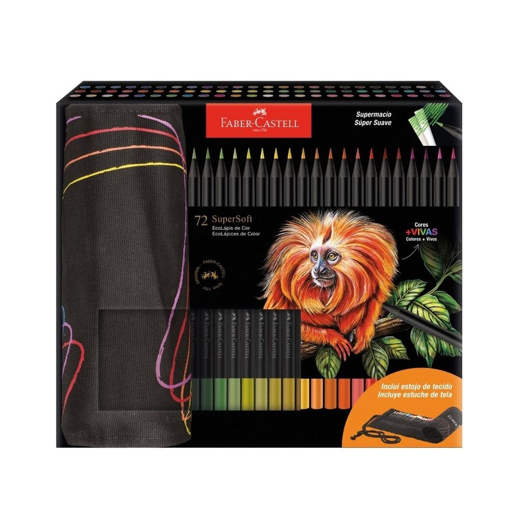 Lapis De Cor Supersoft 72 Cores Estojo Tecido Faber Castell Novo Estojo