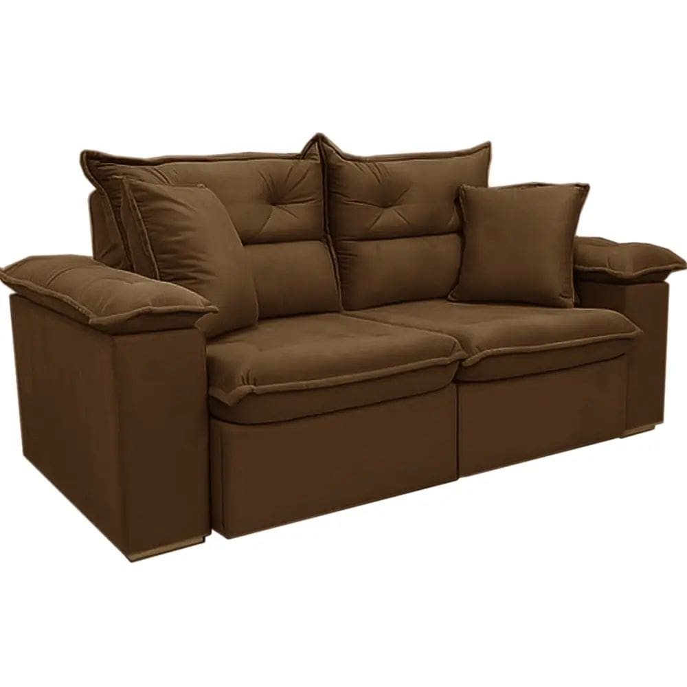Sofá Ferrari 3 Lugares Retrátil e Reclinável Tecido Veludo 200cm L3 Estofados Cor Marrom
