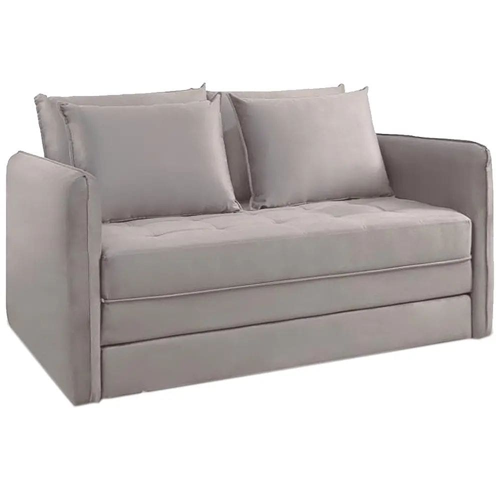 Sofá Cama Recife Casal Retrátil com Colchão Tecido Linho 155cm JC Estofados Cor Cinza