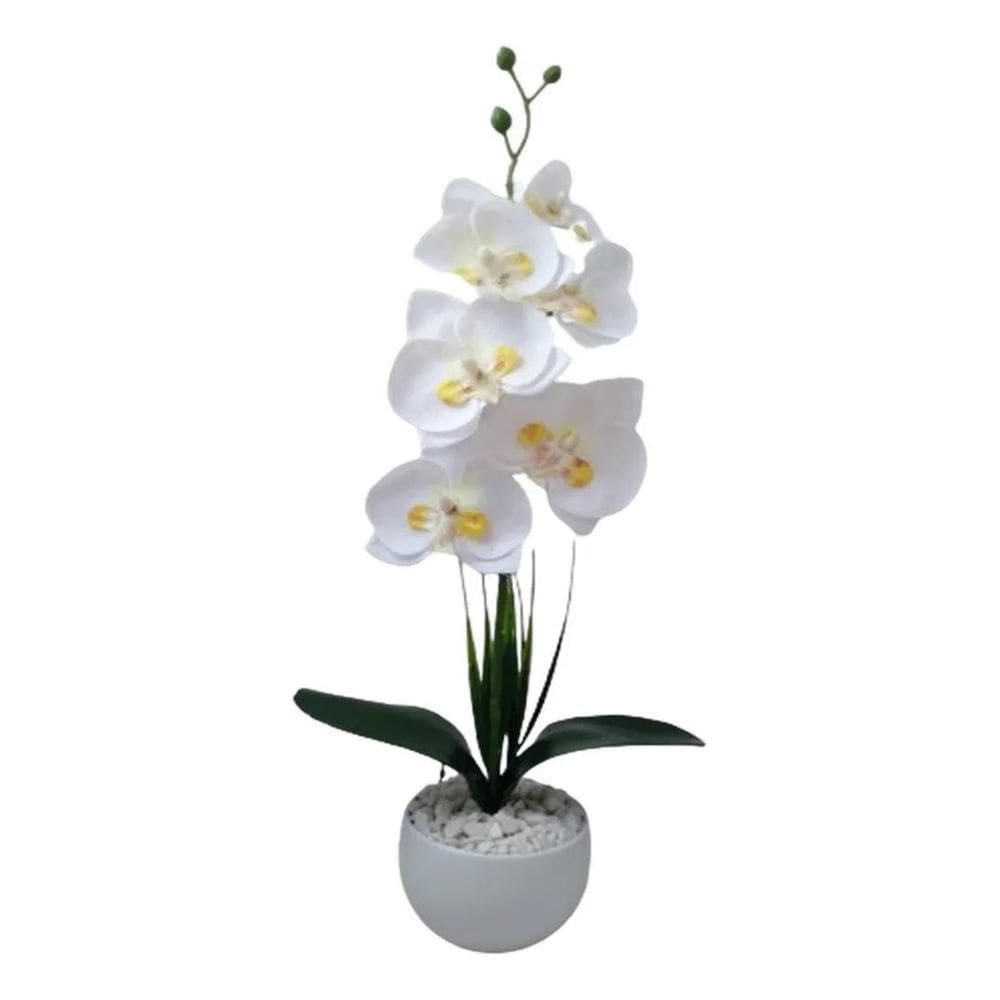 Arranjo Orquidea Com Vaso Pedrinhas Naturais Montado Cor Bra