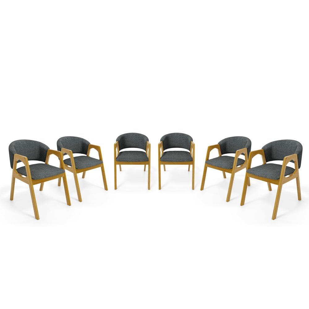 Kit Com 6 Cadeiras Agatha Madeira Maciça Estofada Para Mesa De jantar
