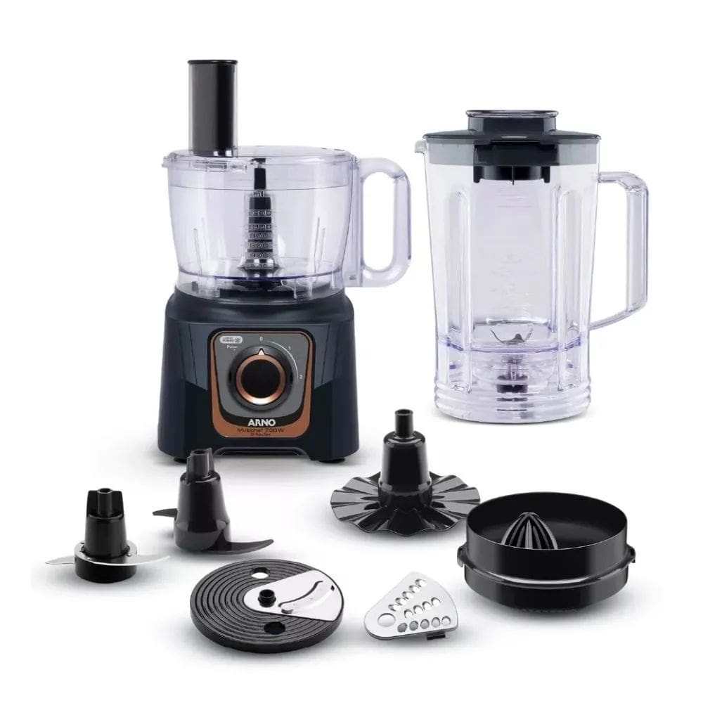Multiprocessador de Alimentos 7 em 1 Arno 700W, 24 Funções, 2 Velocidades e Liquidificador 3,1L MP72