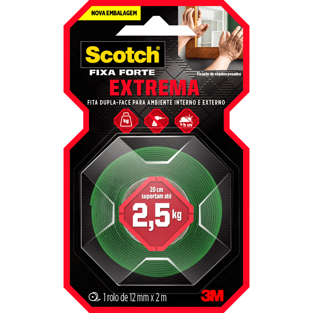 Fita Dupla face Scotch 12MM X 2M Fixação Extrema e Permanente - HB004750087 - 3M