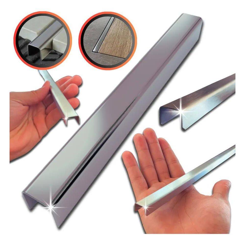 5X Perfil Soleira Filete Aço Inox Acabamento Metalico Transi