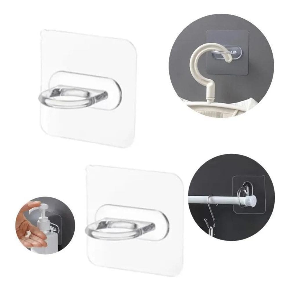 5X 2 Pç Suporte Gancho Adesivo Varão Cortina Sem Furar Pared