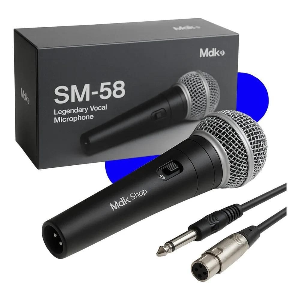 Microfone Com Fio Dinâmico Profissional Metal Karaoke Igreja