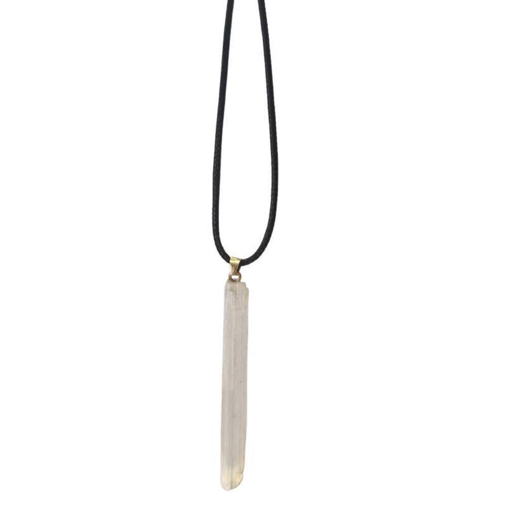 Colar Cordão Com Pingente Selenita Pequena
