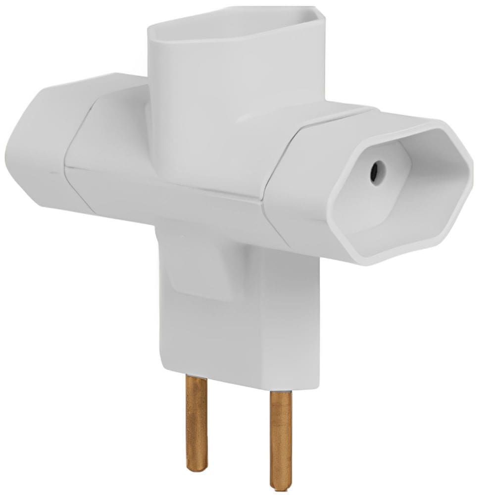 Pino Bipolar 3 Saídas Tipo “T” 2P 10A 250 Volts Branco - 1215 - ILUMI