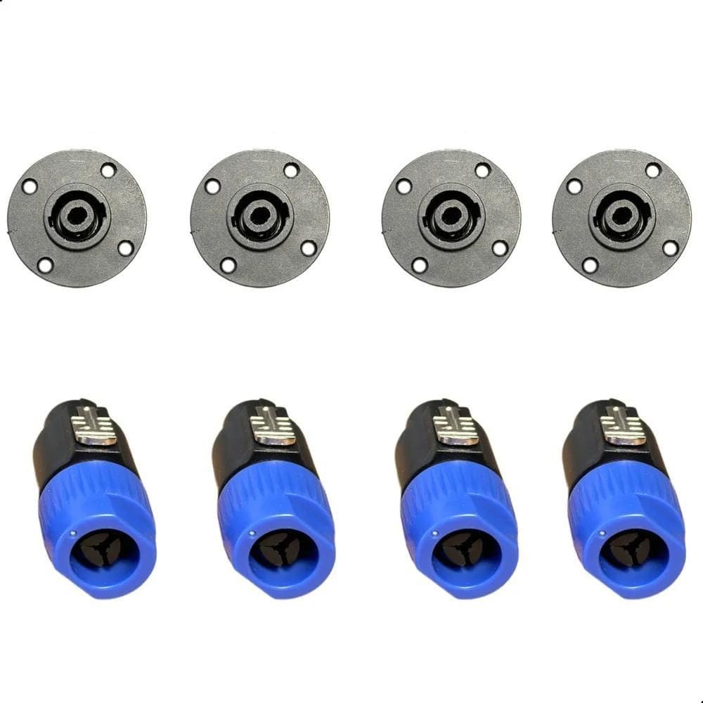 Kit 4 Plug Speakon Fêmea Painel + 4 Plug Speakon Macho Cor P