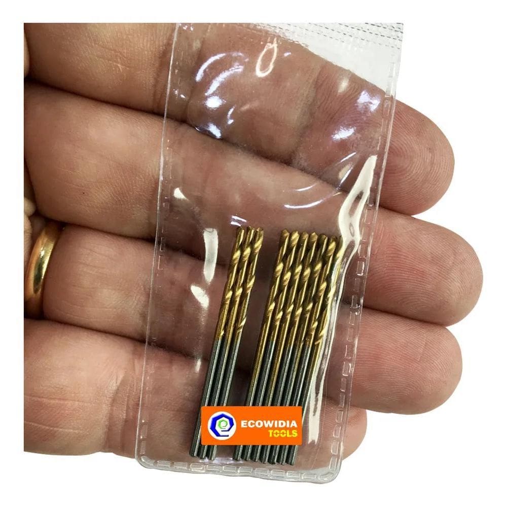 Broca Aço Rapido 1,5Mm Hss Cobertura Titanio Kit 10 Peças
