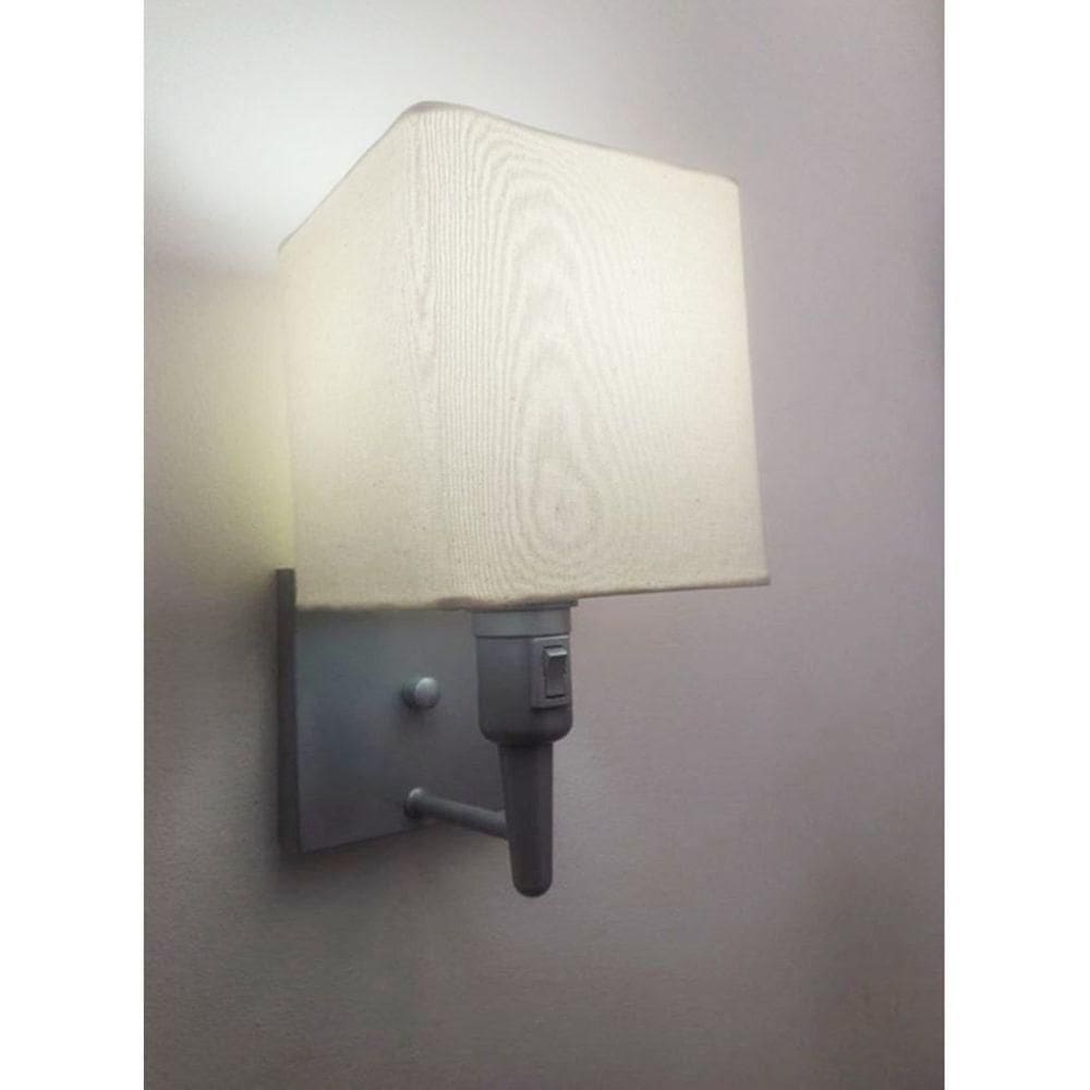 Arandela Quadrada Md-2019 Cinza C- Inter Liga E Desl Cúpula Em Tecido Algodão Crú - Bivolt