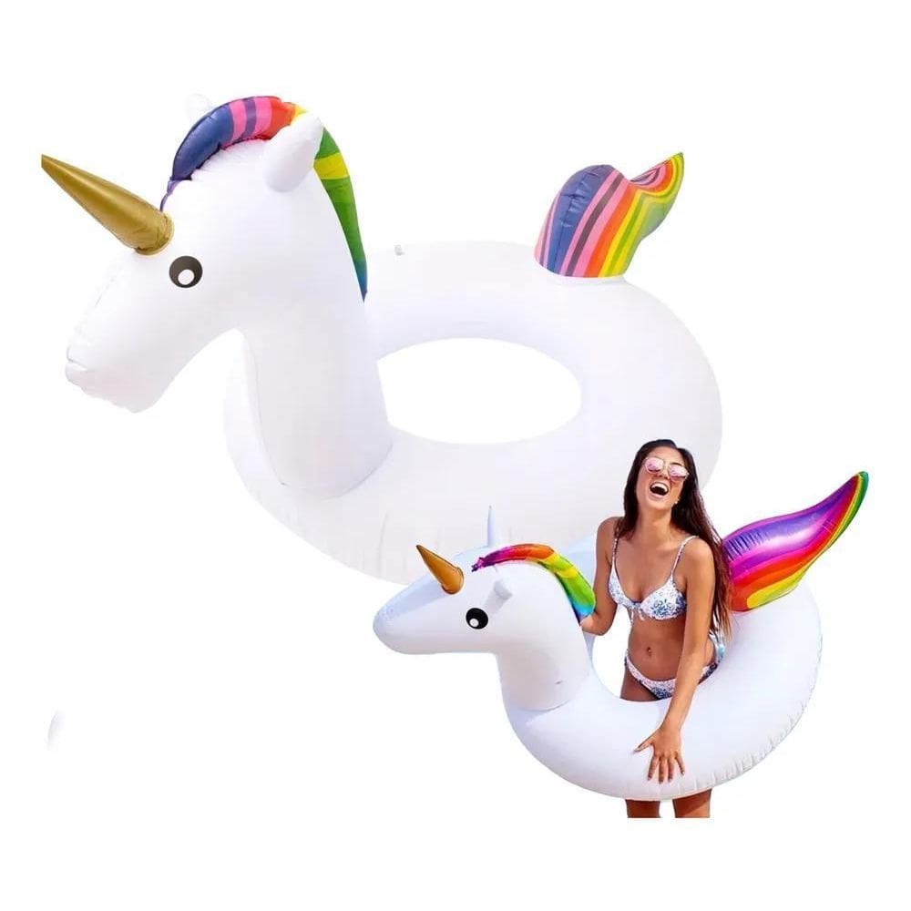 Boia Flamingo Unicórnio Inflável 90Cm Criança Adulto Piscina