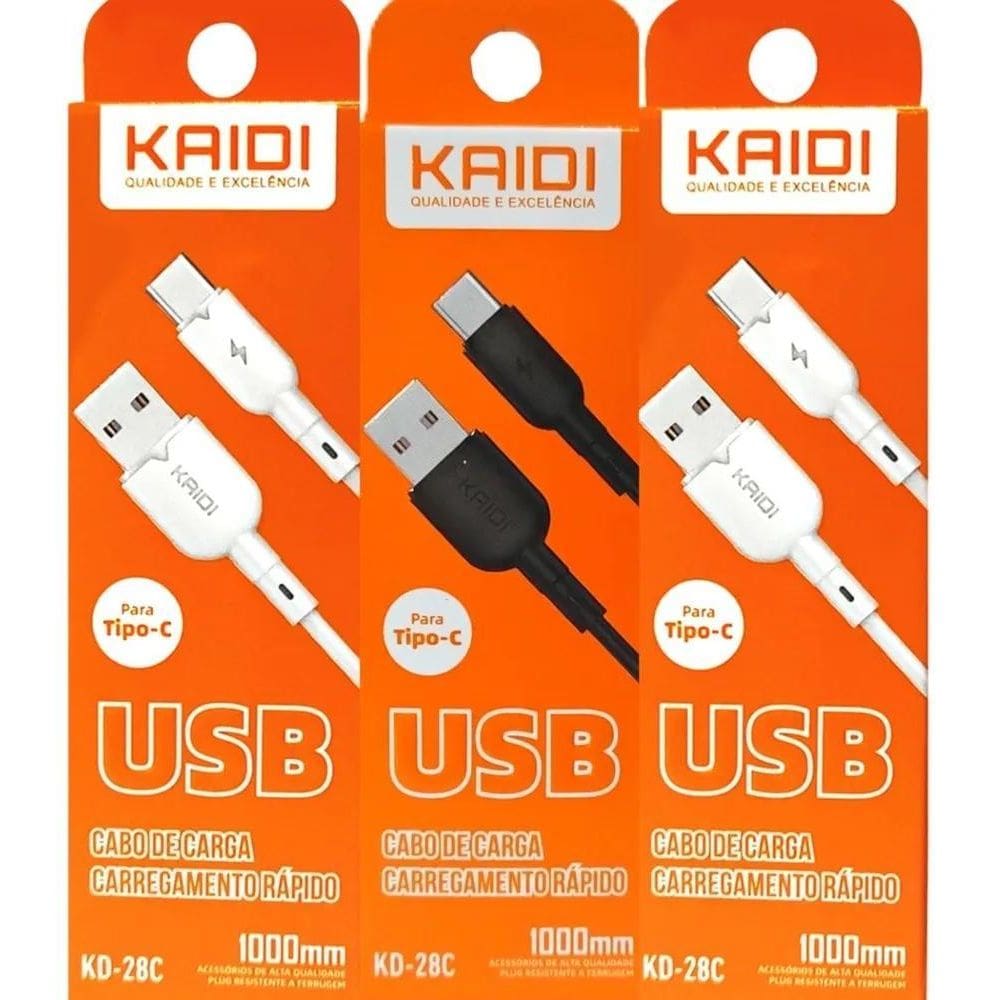 Kit 10 Cabos Usb Carregador Tipo C Rápido Kaidi