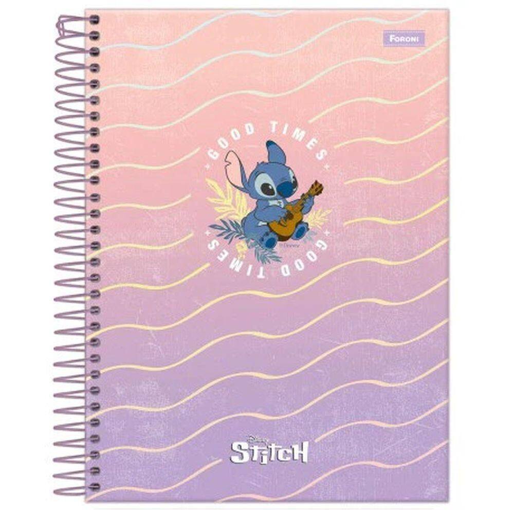Caderno Colegial 10 Matérias 160 Folhas Stitch Capa 3-Foroni