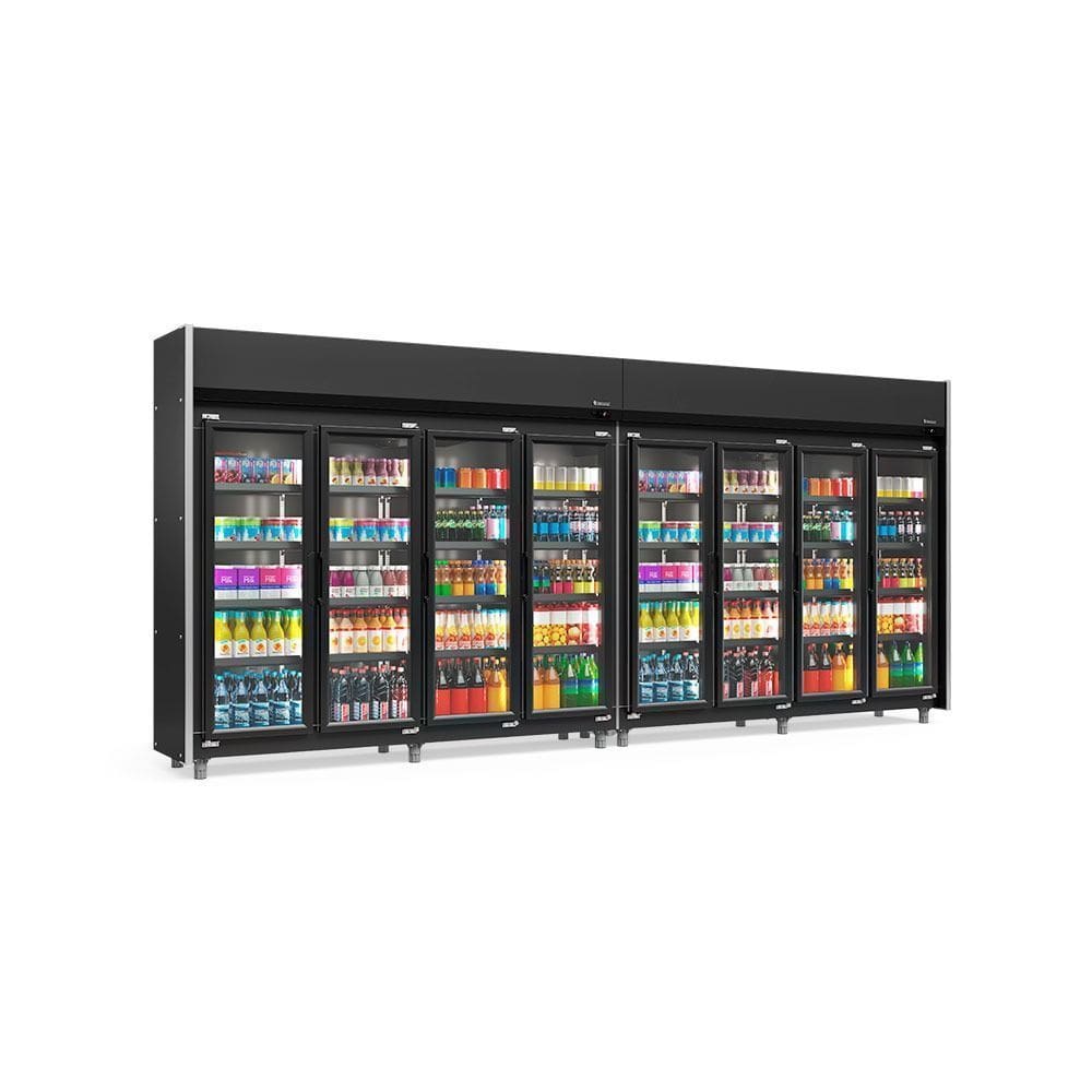 Expositor 8 Portas All Black GEAS8PLB 4 Prateleiras Gelopar 220V