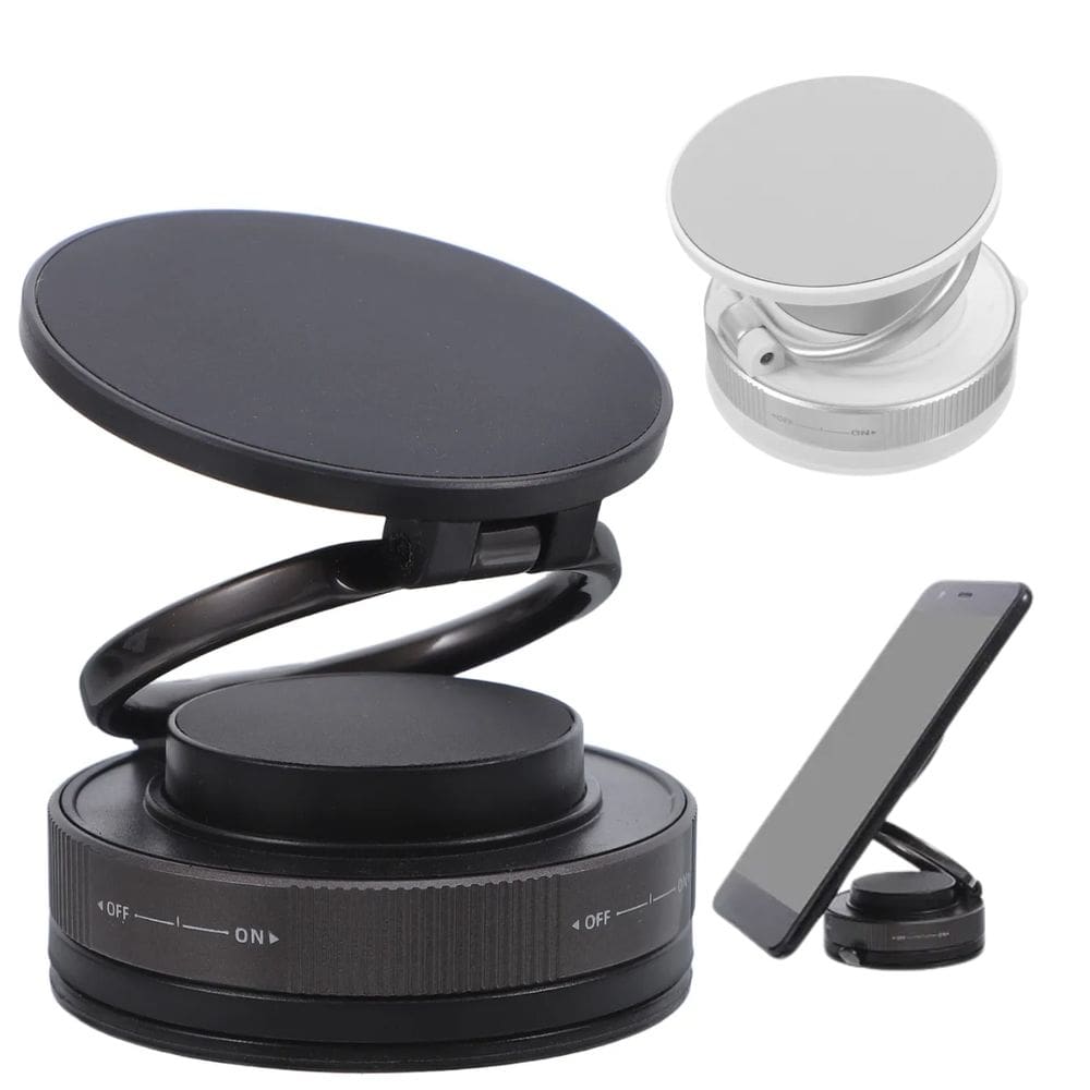Suporte de Celular para Carro Magnético 360° Anel Magnético Anti Tremor Rotação Livre Fixação a Vácuo Design Compacto