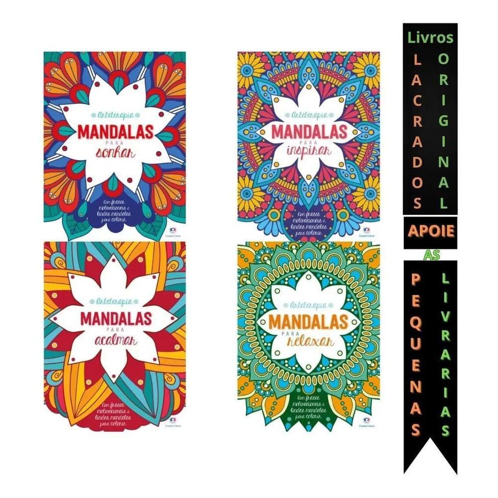 Kit 4 Livros Mandalas Arteterapia Para Colorir - Origina