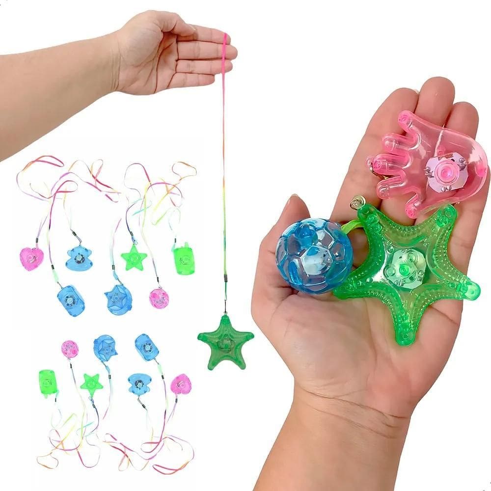 Kit 10 Colares Led Colar Led Festa Pisca Brilhante Colorido