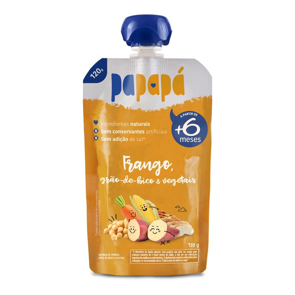 Papinha Papapá Sabor Frango Grão de Bico e Vegetais 6+ Meses 120g