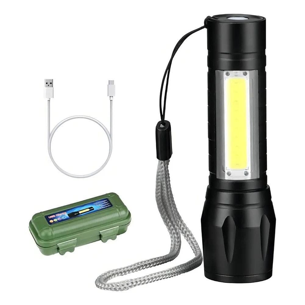 Lanterna Mini Led Lampião Tatica Recarregável Zoom Forte Cor