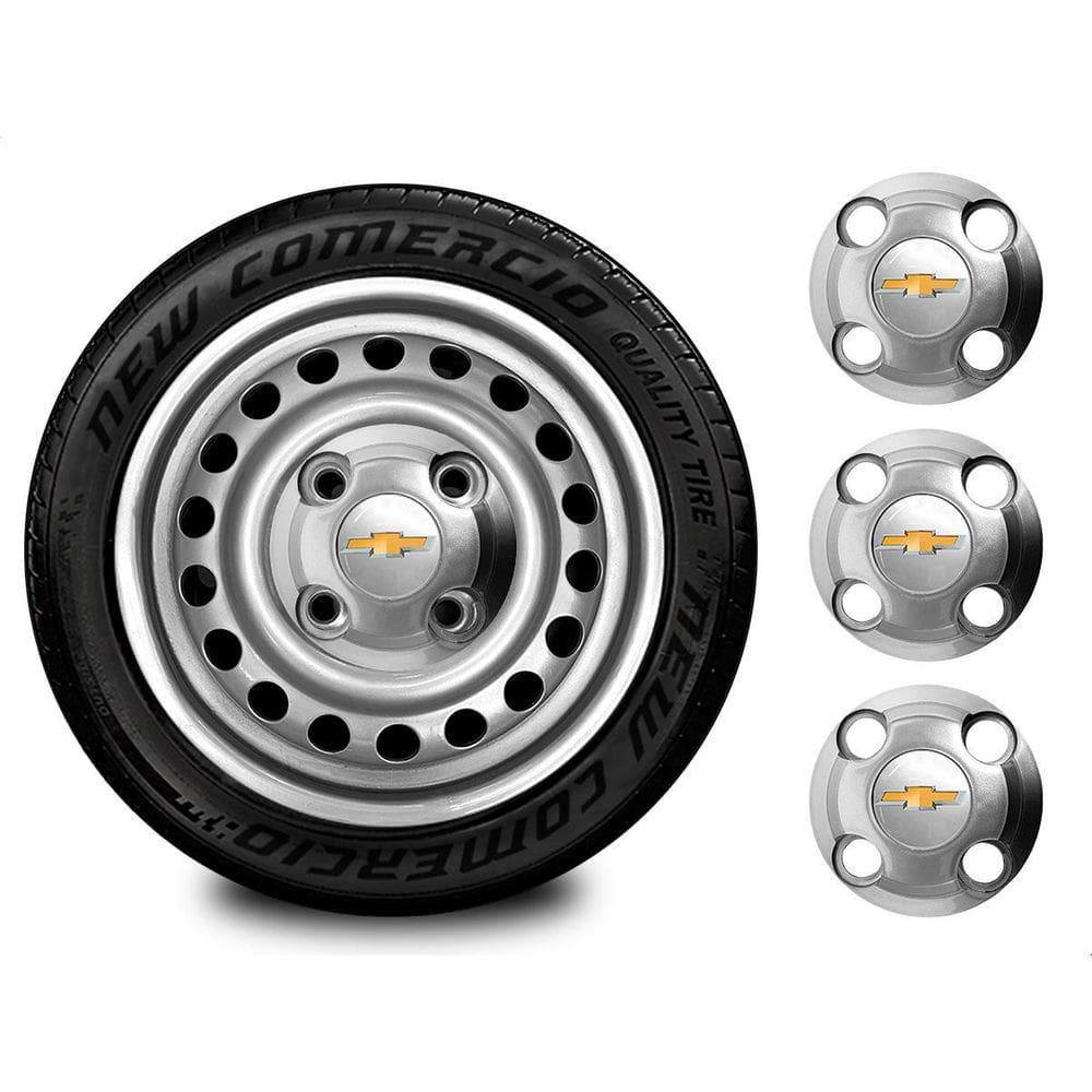 4un Calotinha Kadett 4X100 4 Furos Aro 13-15 Roda Prata