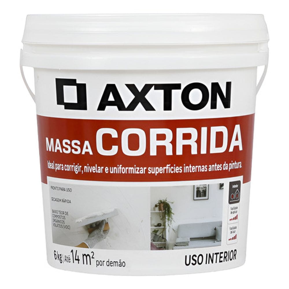 Massa Corrida Interna 6 Kg Axton  Pronta Para Uso
