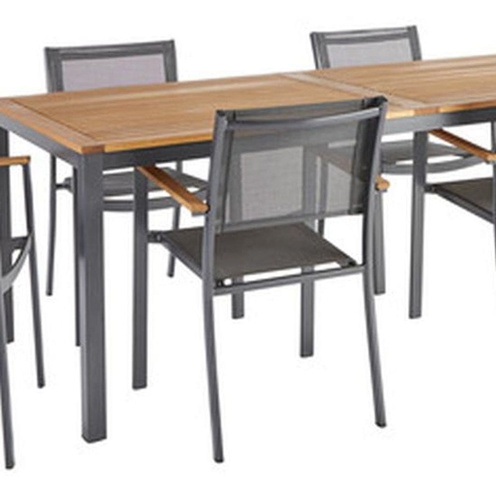 Conjunto De Jardim 7 Pecas Mesa Cadeiras Cinza 6 Lugares