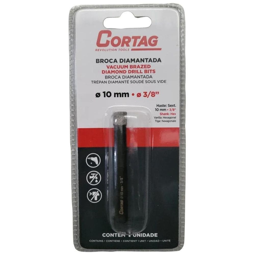 Broca Serra Copo Diamantada 10Mm Porcelanato Cortag
