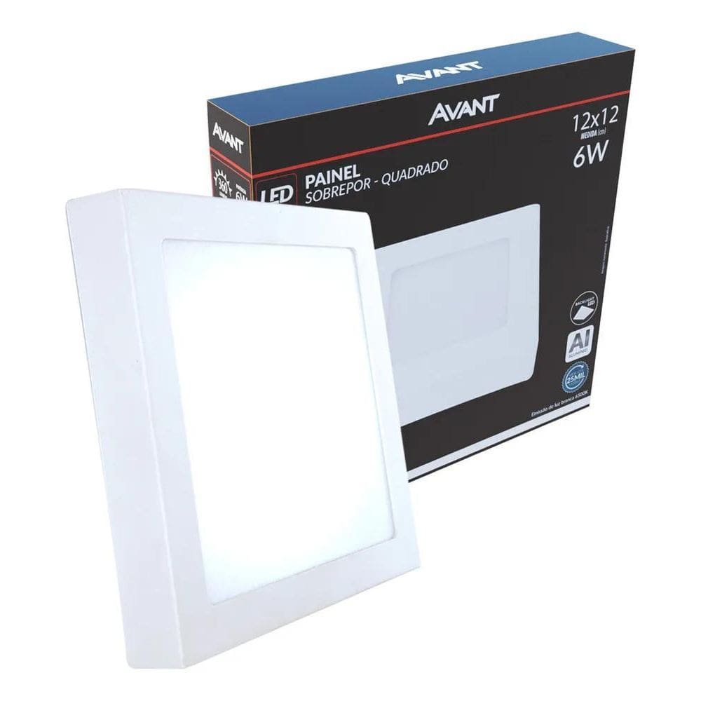 Painel Led Alu 6W 6500K Sob. Quadrado Avant