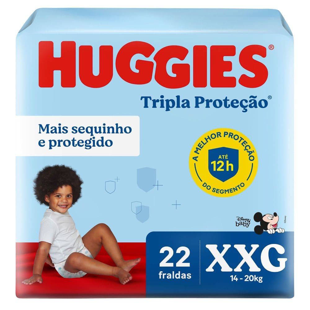 Fralda Huggies Tripla Proteção Tamanho XXG Pacote Jumbo 22 Fraldas Descartáveis