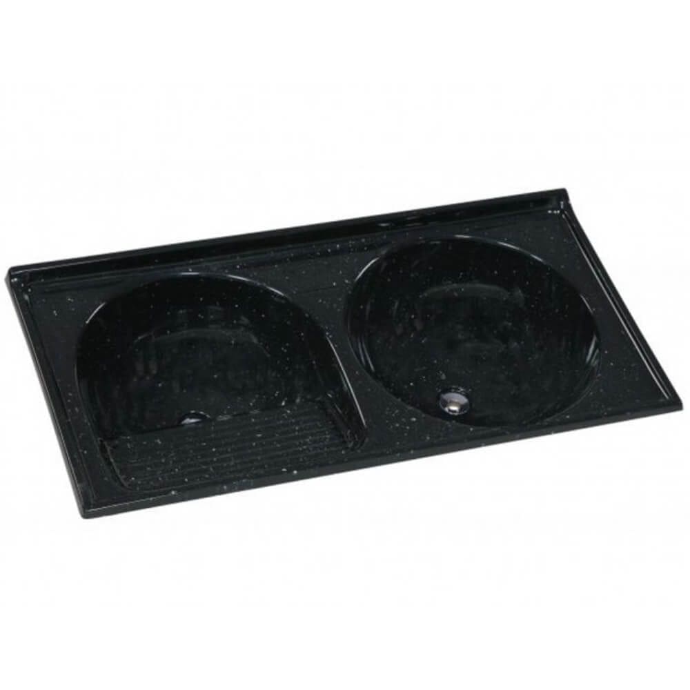 Tanque de Granito Sintético Duplo N°2 com 110x55cm Preto - 500208 - A.J.RORATO