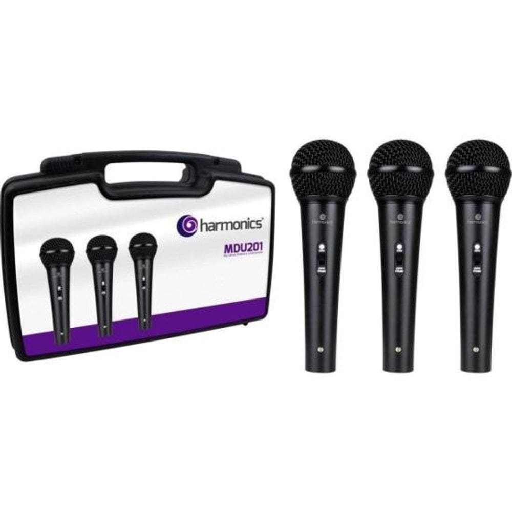 Kit de 3 Microfones Harmonics MDU201 Dinâmico Cardióide
