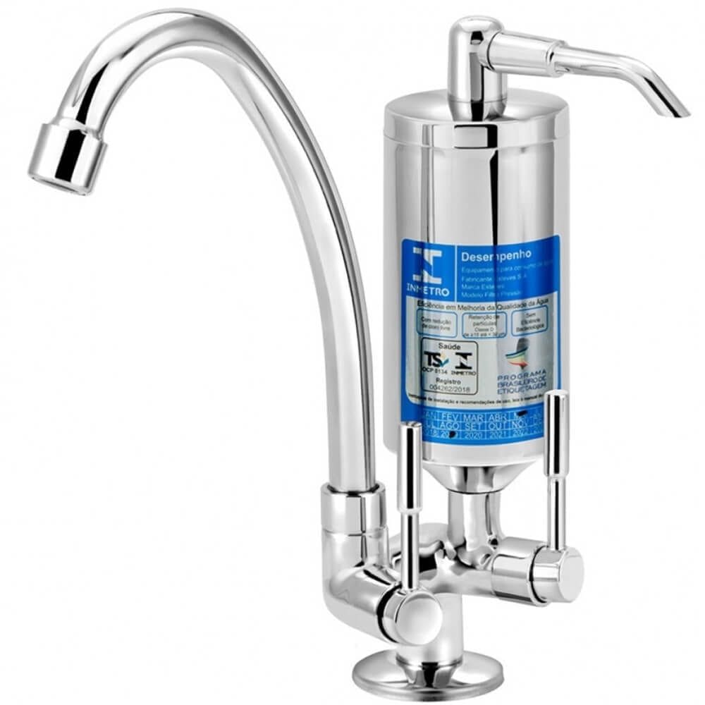 Torneira com Filtro para Cozinha ABS Stilo 1/4 de Volta C31 Cromada de Mesa - VTF701CWB - ESTEVES